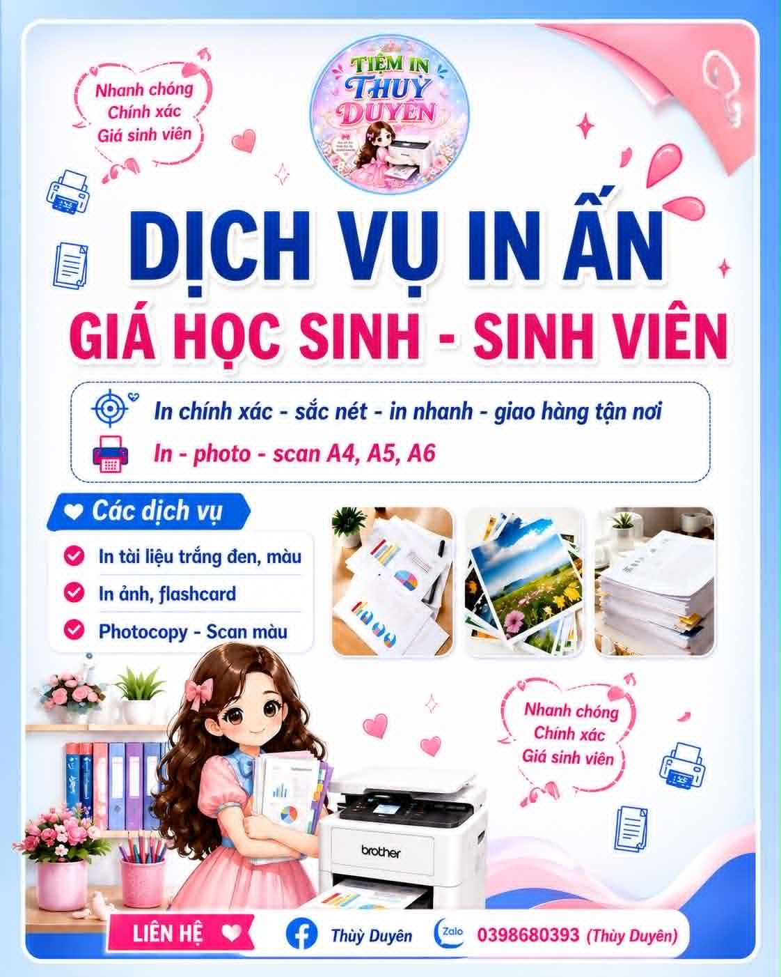 Bảng giới thiệu dịch vụ in ấn Thùy Duyên