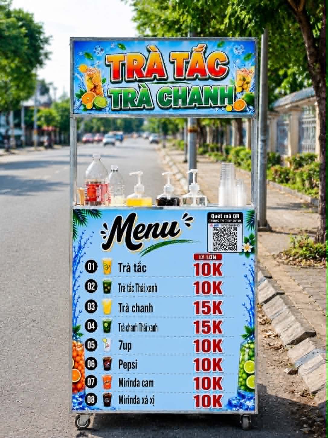 Menu và quầy nước thực tế Thùy Duyên